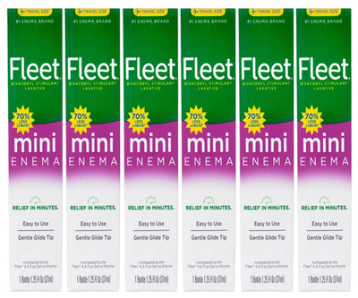 Fleet Bisacodyl Enema Stimulant Laxative -1.25 fl oz Travel Size-Pack of 6
