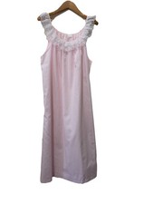 Vintage Pink Sears Cotton Nightgown Lace Trim Size 38-40