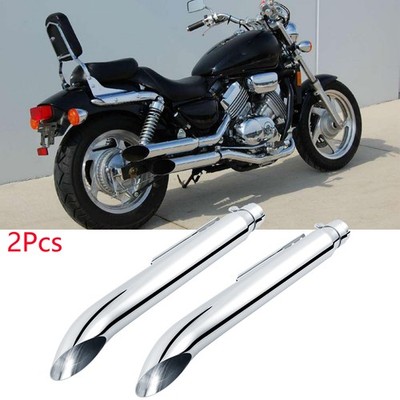 2x Auspuff Endtopf Schalldämpfer Chrom Turn-Out für Honda Magna 750 700 V30 V45