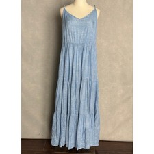 MSK Tiered Maxi Dress Sleeveless V-Neck in Ultra Marine Women's Large (FLAW) NEW