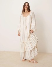 Women's Plus Size 14 Asos Maxi Cream Dress With Tassels