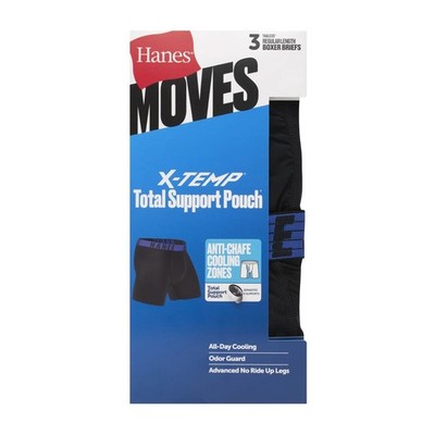 Hanes  Moves X-Temp  Men's 3-Pack Boxer Briefs ''Total Support Pouch & 6'' Inseam''