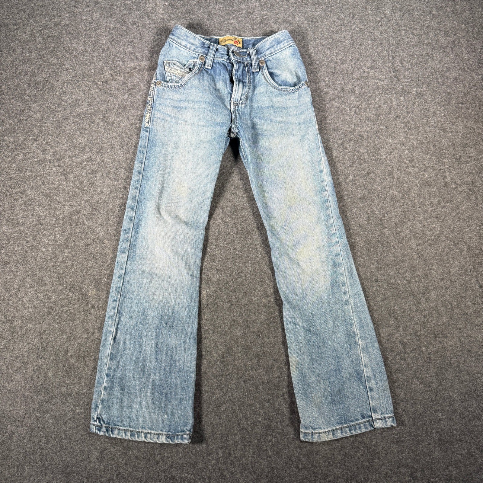 9 Slim Light Wash Blue Denim Western Embroidered