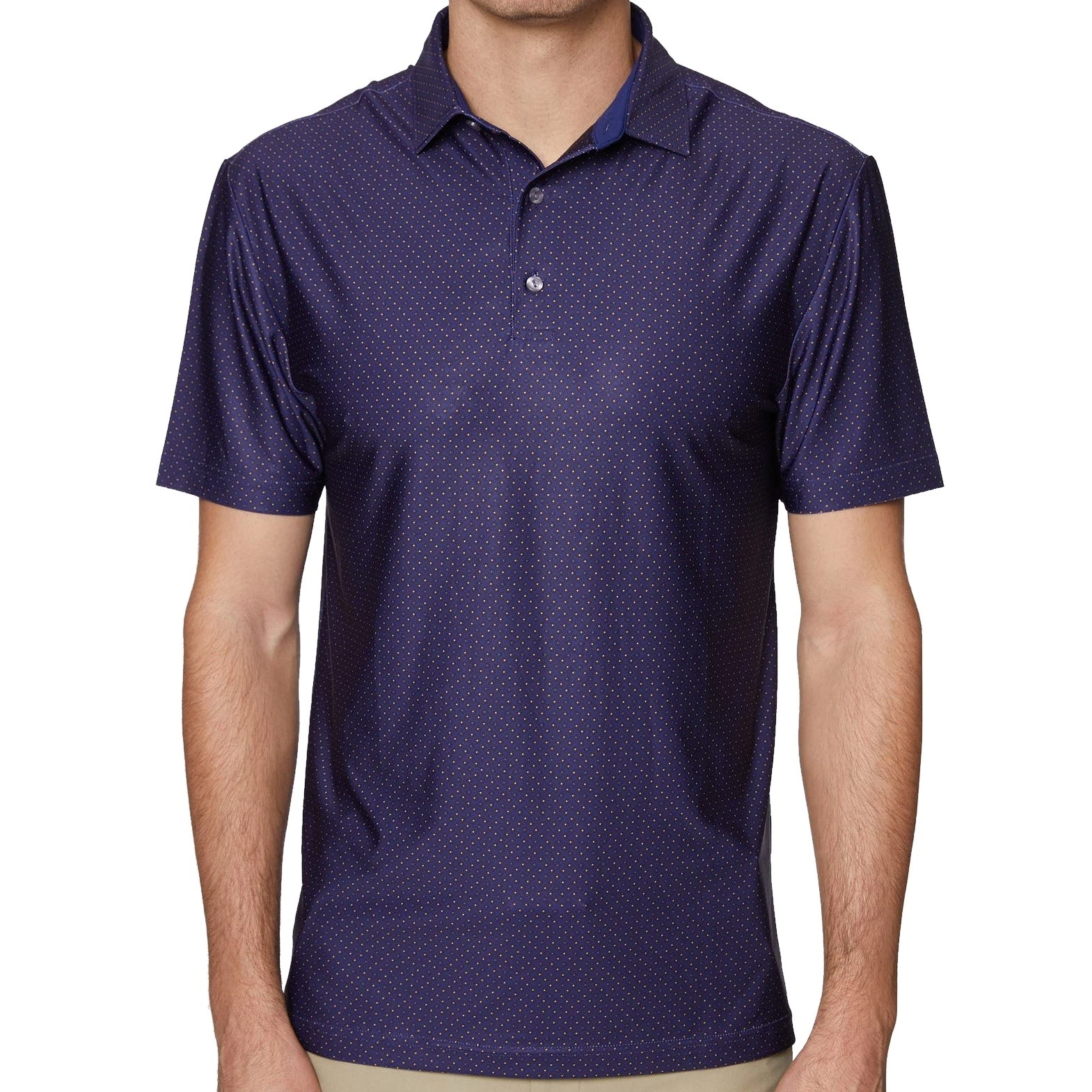 Hickey Freeman Golf Mens Polo Shirt S Navy Horizontal Stripes Polyester Spandex