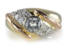 Ring 12+1 Brillanten insg. ca.0,50 ct TW/VS 750 Gold Tricolor [BRORS 19051]