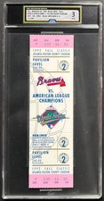 1992 World Series Game 2 Full Ticket iCert 3 VG Toronto Blue Jays Atlanta Braves