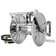 Stainless Steel Garden Hose Reel with 5 ft Inlet Hose and Crank