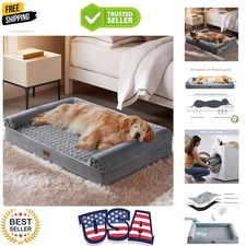 Comfortable Large Dog Bed with Egg Crate Foam - Stylish Washable Cover 36x27x6.5
