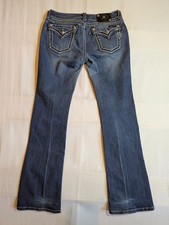 Miss Me Jeans Women's 30 Boot Cut Low Rise Riding Cowgirl Rancher Denim Blue