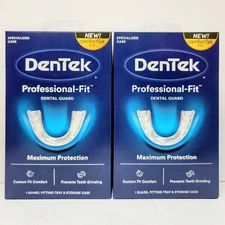 2x Dentek Dental Guard Professional Fit Maximum Protection w/Case Grinding TMJ