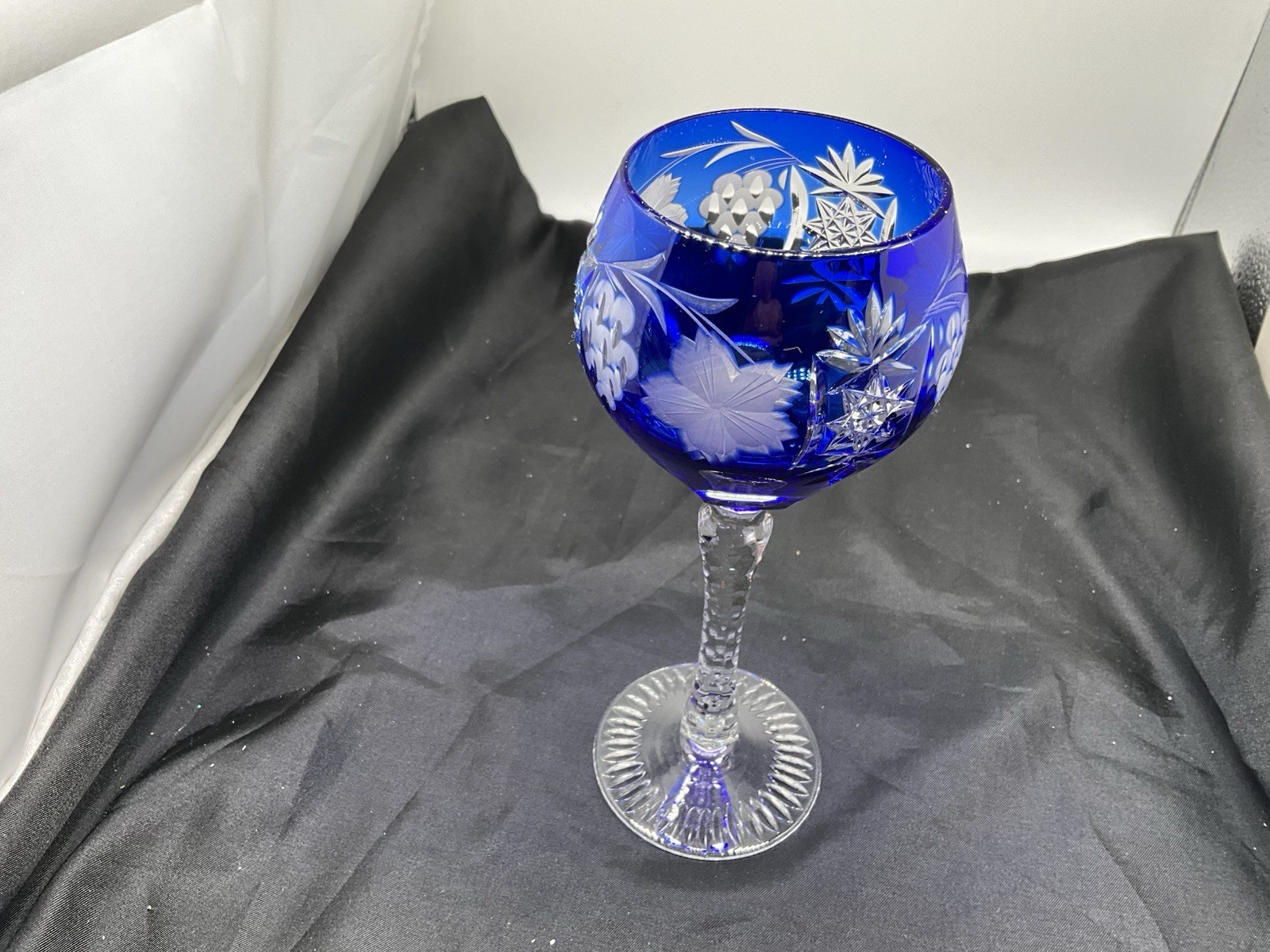 4 Nachtmann Traube Cut to Clear Crystal Wine Hock Goblets Glasses - Excellent