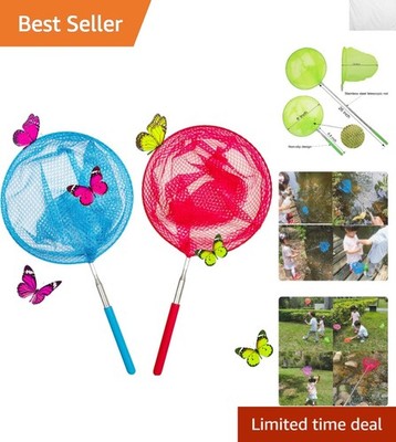 2 Pack Kids Telescopic Butterfly Nets - Extendable 34 Inches Fun Outdoors