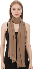 Chiffon Scarf For Women. Breathable Lightweight Solid Color Soft Chiffon Shawl.