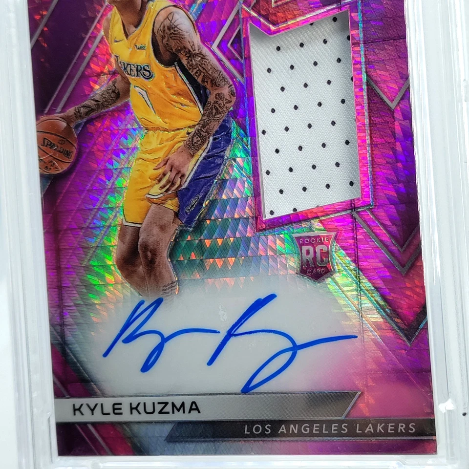 /25 Kyle Kuzma Rookie Auto Patch PSA 8 2017-18 Spectra Jersey Prizm #118 RPA LA - Image 2 of 4