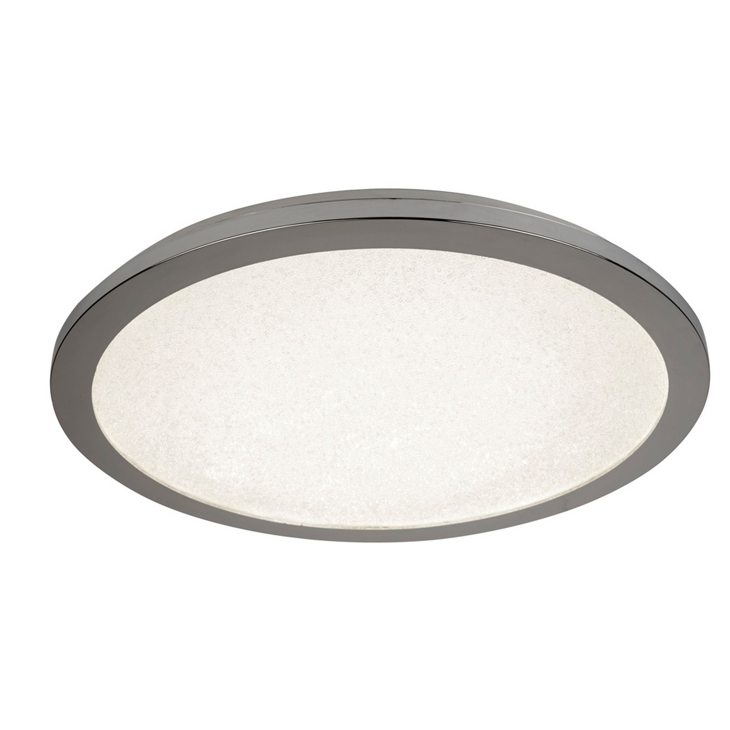 40cm LED Bathroom Ceiling Flush Fitting Light with Chrome and Crystal Sand Shade