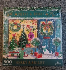 NEW Galison MERRY BRIGHT 500 piece foil puzzle Christmas