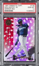 1997 PINNACLE CERT MIRROR RED #136 KEN GRIFFEY JR. PSA 10