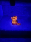 Vintage Fenton Amberina Cat Head Hobnail Slipper Glass Shoe Cadmium UV Glow