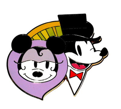 LE 100 Disney Auction Pin Mickey Mouse Minnie Putting on the Ritz Formal Top Hat