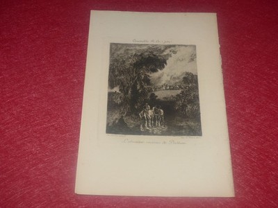 John Constable (1776-1837) Ch Courty L'Abreuvoir Umgebung Dredham Radierung 1881