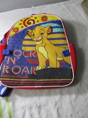 Disney Lion King Simba Rock N Roar Kids Backpack Blue Red School Bag With Charm