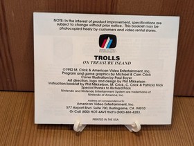 TROLLS On Treasure Island Instruction Booklet Manual Only (Nintendo, NES) - VGUC