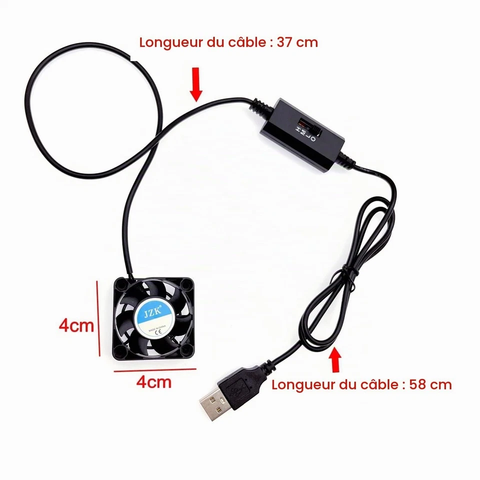 Ventilateur de Refroidissement USB 5V 40mm JZK 3 Vitesses - Photo 4/4