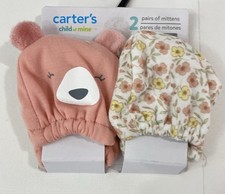 Carter  s Child Of Mine Newborn Mittens Lot Of 2 - 2pack Peach Floral 4 Total