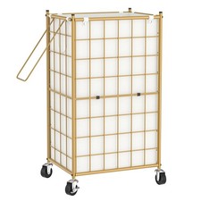 Laundry Hamper with Wheels,Metal Wire Frame Rolling Laundry Basket with Remov...