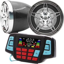 UTV ATV Bluetooth Amplifier Sound System Hand-free Speakers Silver and Black