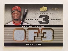 11/25 GOLD Ken Griffey Jr 2008 Upper Deck Premier Remnants Triple #PR3-KG