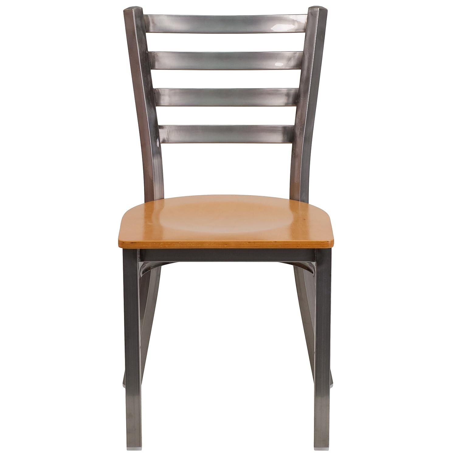Flash Furniture Clear Coated Metal Chair with Natural Wood Seat