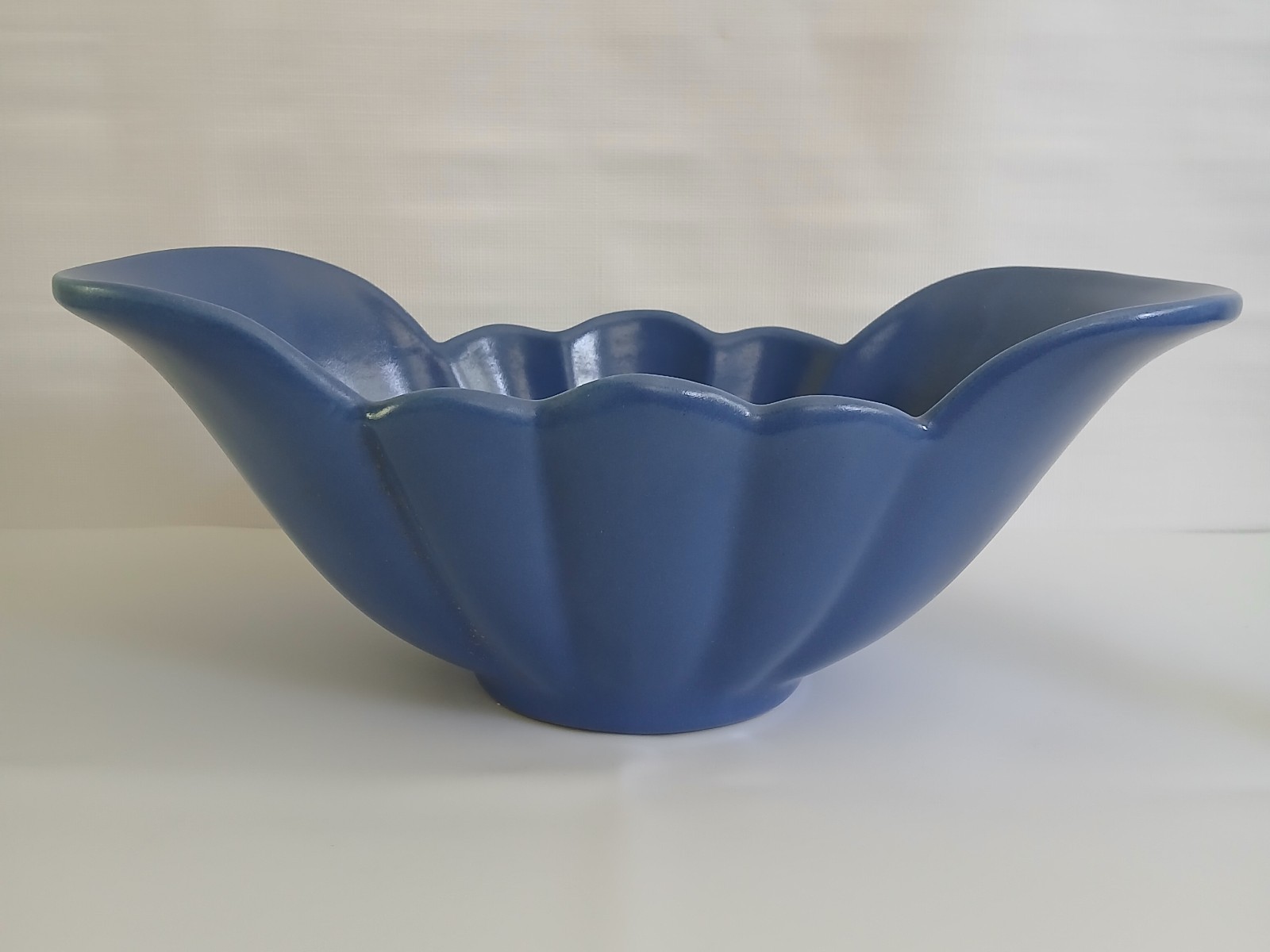Matte Delft Blue Haeger #116 Scalloped Art Pottery Bowl Mission Arts & Crafts 