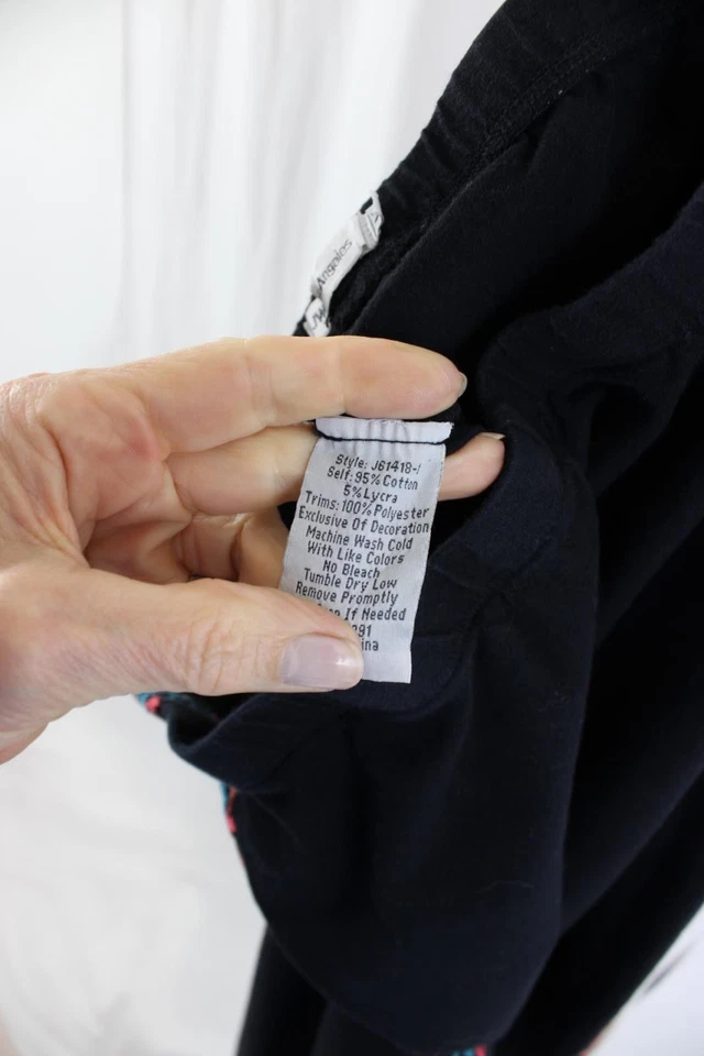 Leggings para mujer Johnny Was negro naranja estampado bordado múltiple algodón M Foto 4 de 4