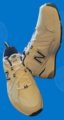 New Balance 608v5 Men's 9.5 Sneakers - White/Navy (Model:MX608WN5)