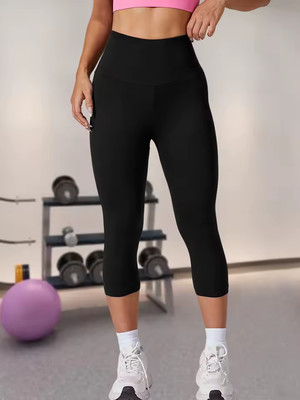 Damen Capri Leggings High Waist Push-Up Sporthose Yoga Fitness Sommer