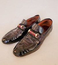 Men's GUCCI 'Horsebit' Brown Patent Leather Loafers Size US 10.5 RARE 1970s