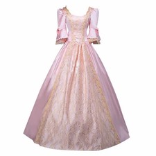 Womens Halloween Pink Renaissance Costume Dress with Lace and Embroidery 3X