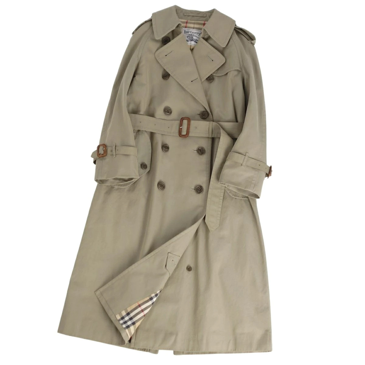 [Good Condition] Vintage Burberry Burberrys Coat Trench Coat Checkered Back Cott