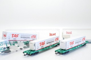Jouef 665200 : Lot de 3 wagons SNCF multifret caisse TAF. 1 Wagon pour pièces