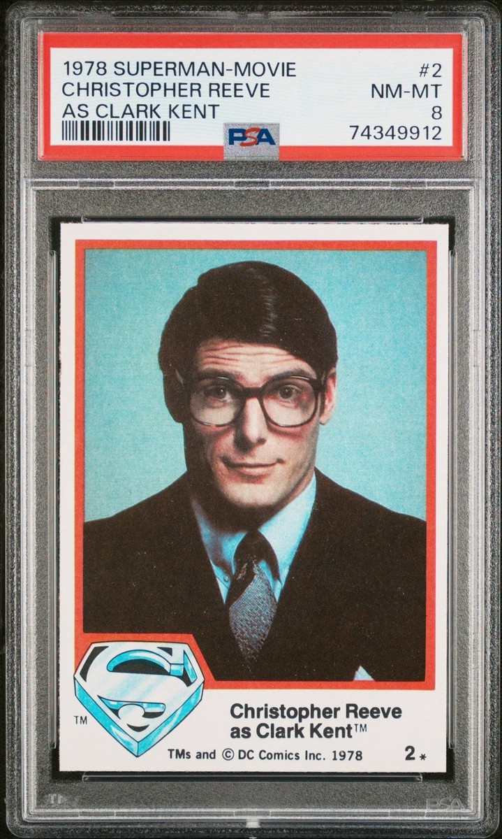 1978 TOPPS SUPERMAN-MOVIE #2 CHRISTOPHER REEVE CLARK KENT PSA 8 NM