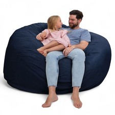 Ultimate Sack 6ft Bean Bag Chair, Oversized Comfy Lounger, Navy Fur Open Box 