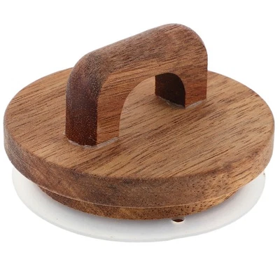 Holzdeckel Für Glasgefäß Luftdichter Aus Silikon Glasdeckel Mit Breiter Öffnung - Bild 1 von 4