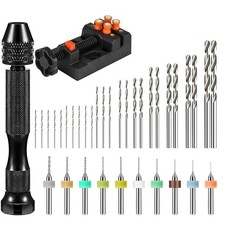 Linkstyle 37 PCS Mini Hand Drill Set Pin Vice Drill Bench Vise PCB Bits Twist