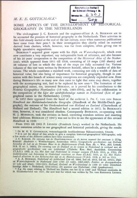 Some aspects of the development of historical geography in the Netherlands; Gott