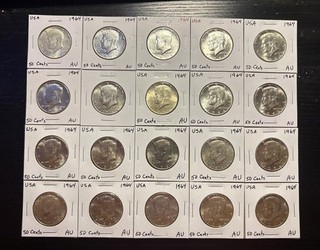 1964 Kennedy Half Dollar Roll of 20 (AU) 90% Silver
