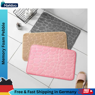 Memory Foam Pebble Bath Mat Non Slip Embossed Bathroom Rug Soft Anti Slip Floor