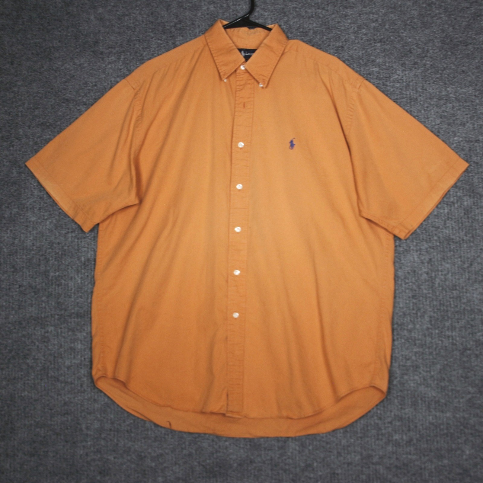 Ralph Lauren Mens Orange Short Sleeve Button Down Shirt Blaire Fit Size L