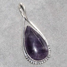 Ciondolo placcato argento 925 ametista naturale 2" regalo anniversario gioielli trendy GW
