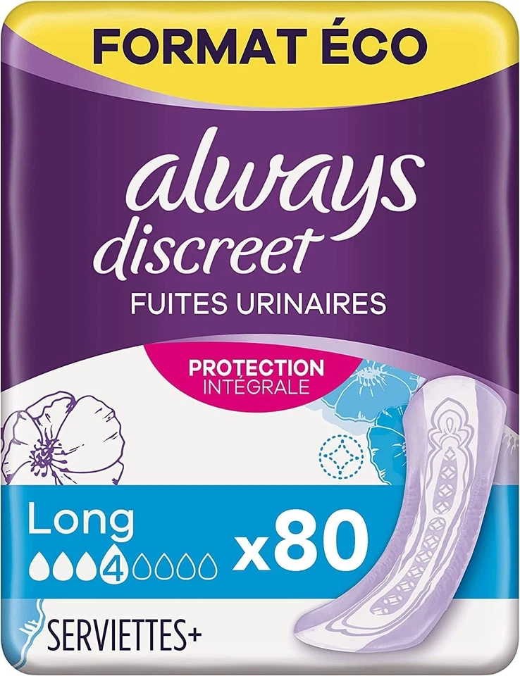 Always Discreet Einlagen bei Inkontinenz Long, 80 Stück (10 x 8)